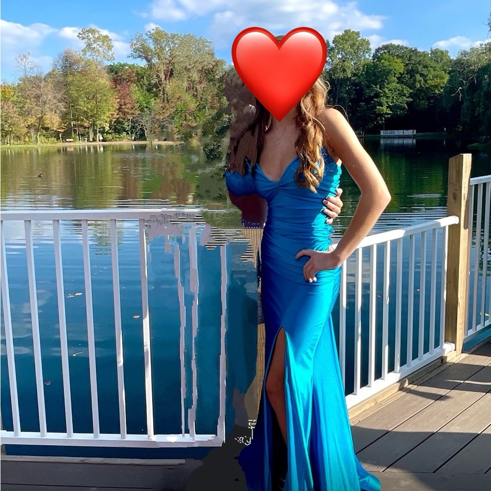 Jessica Angel Elegant Blue Halter Prom Gown